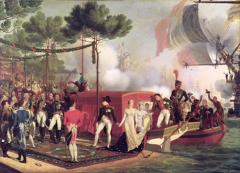 Napoleon I (1769-1821) och Marie Louise (1791-1847) landstigning i Antwerpen, 1810